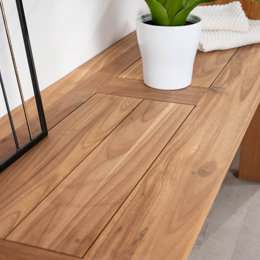 Banco de jardín de teca maciza Matado 130 cm