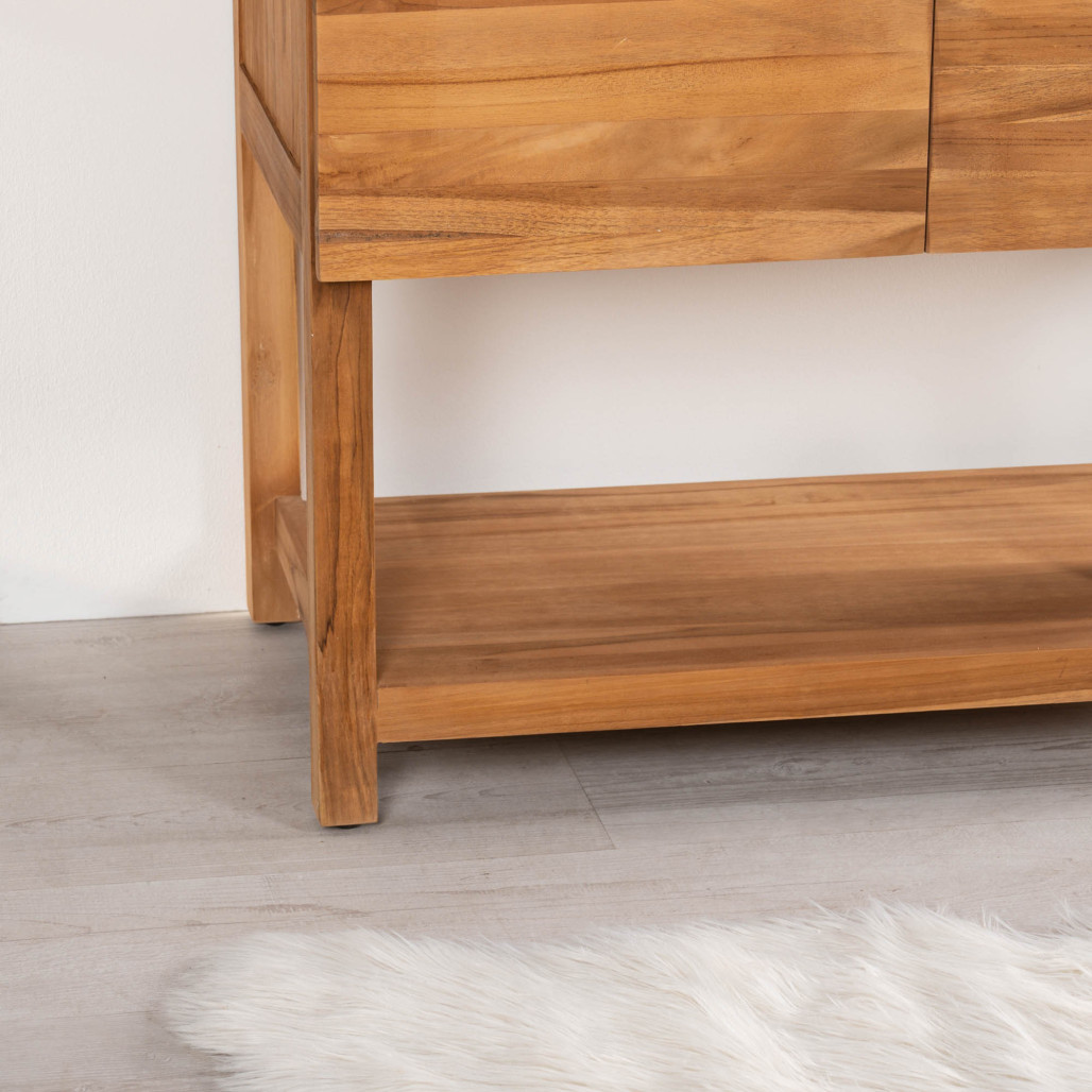 Mueble de baño de teca y terrazo crema Bagster 80 cm - Cuarto de baño - Wanda collection