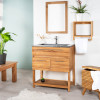 Mueble de baño de teca y terrazo negro Bagster 80 cm