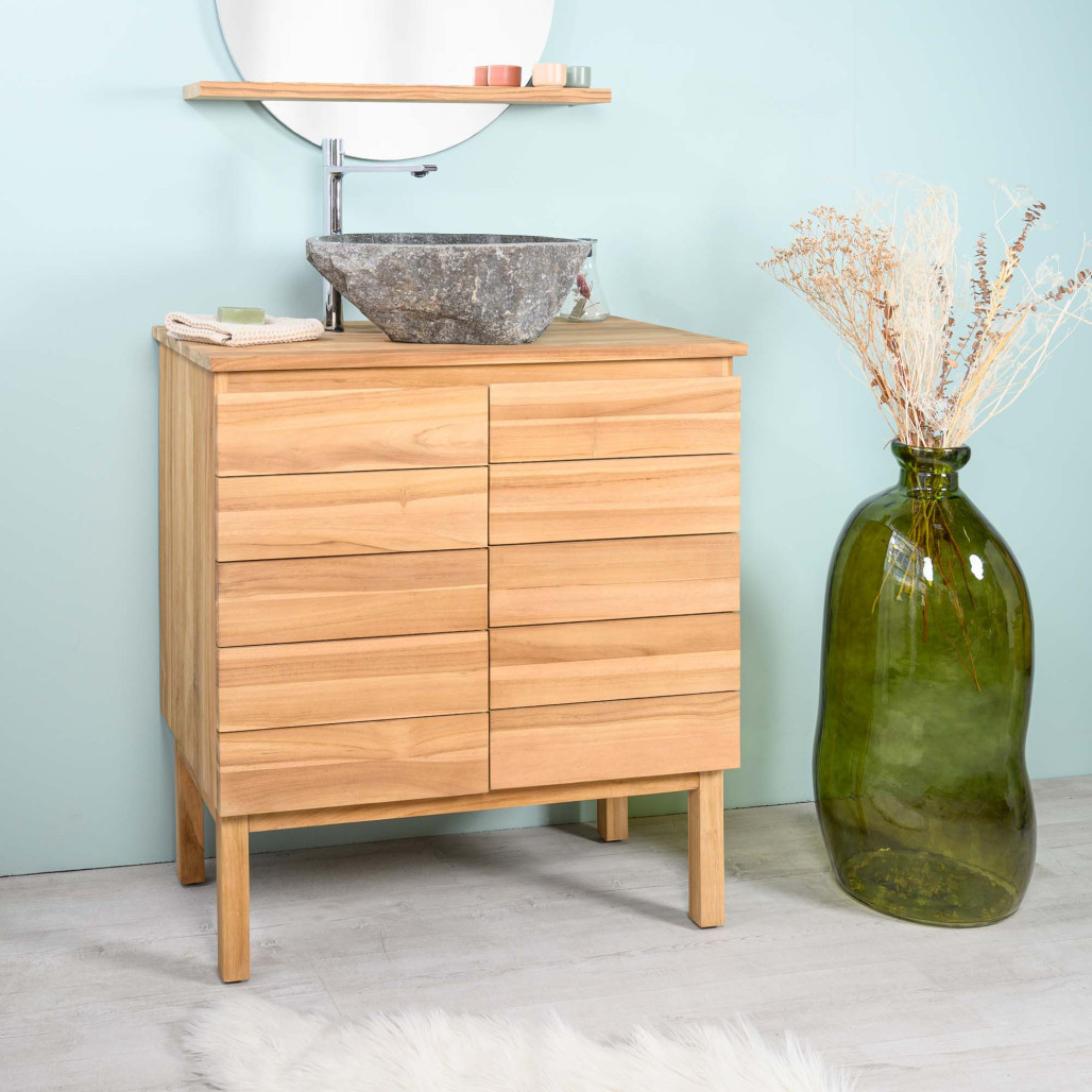 Mueble de baño de teca maciza para lavabo Ananta 80 cm - Baño - Wanda collection