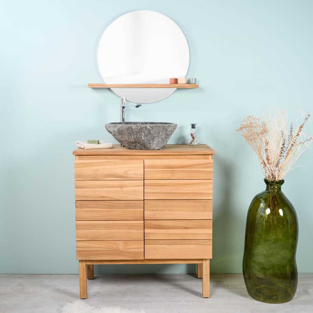 Mueble de baño de teca maciza para lavabo Ananta 80 cm - Baño - Wanda collection