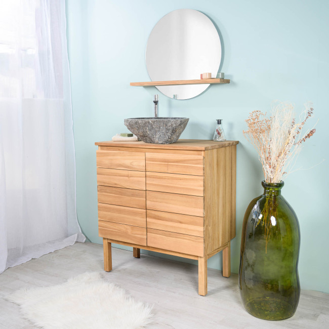 Mueble de baño de teca maciza para lavabo Ananta 80 cm - Baño - Wanda collection