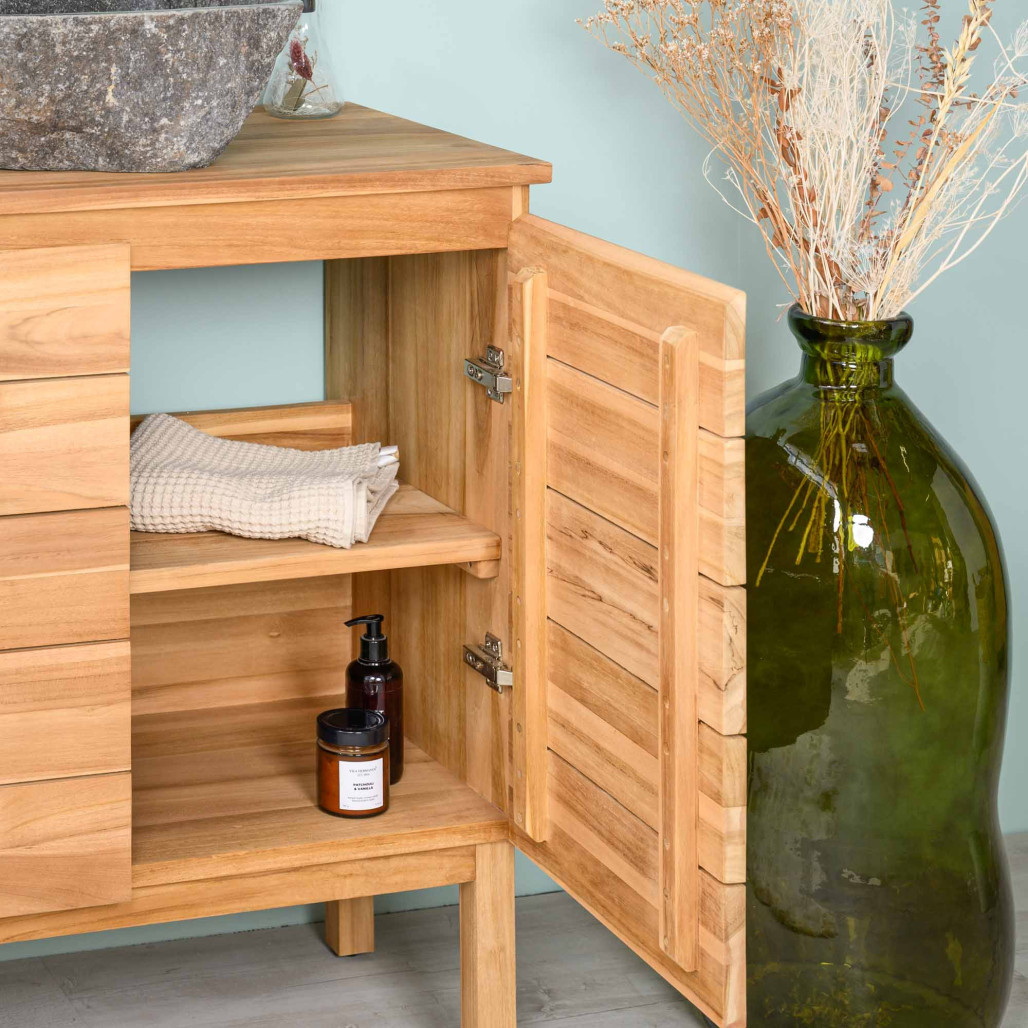 Mueble de baño de teca maciza para lavabo Ananta 80 cm - Baño - Wanda collection