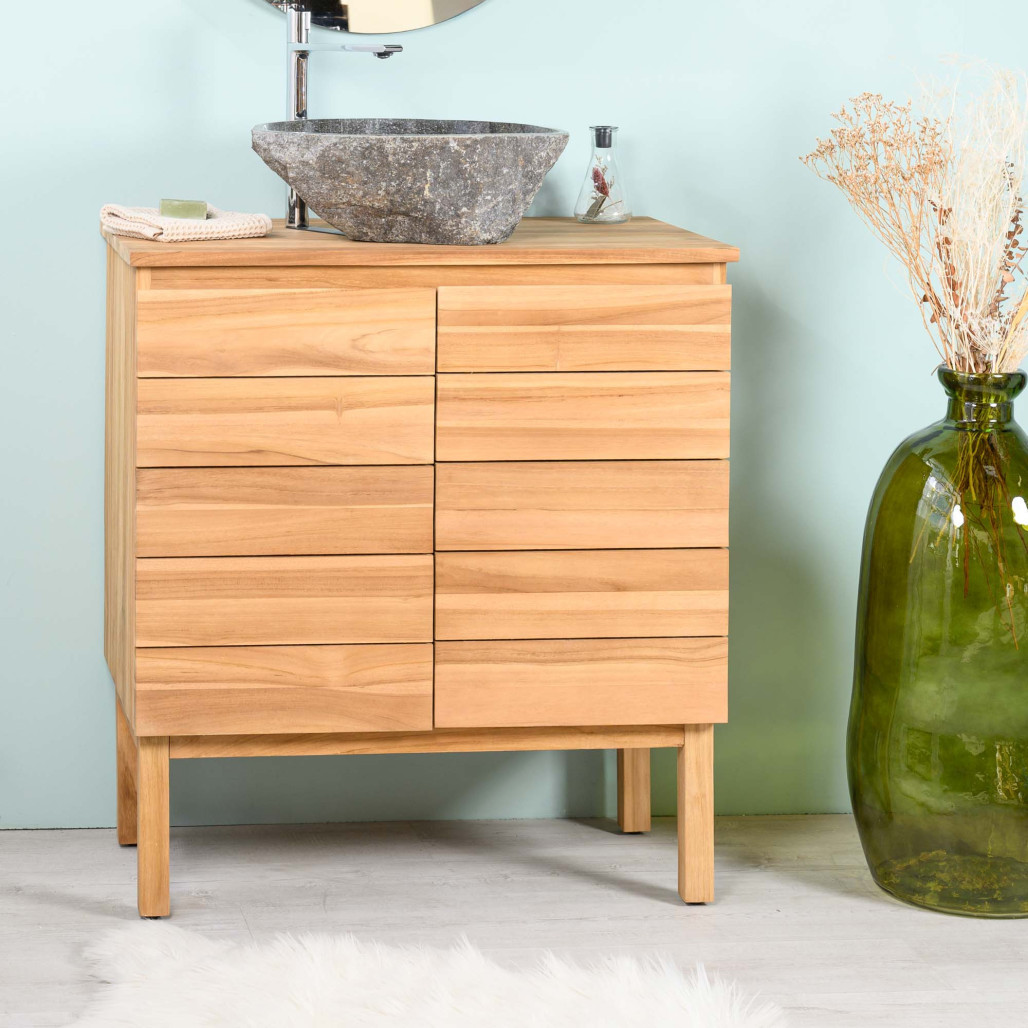 Mueble de baño de teca maciza para lavabo Ananta 80 cm - Baño - Wanda collection