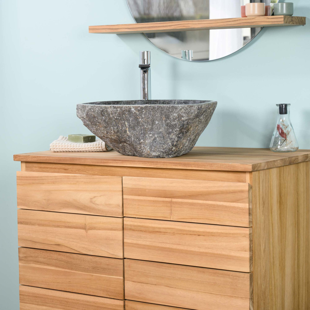 Mueble de baño de teca maciza para lavabo Ananta 80 cm - Baño - Wanda collection
