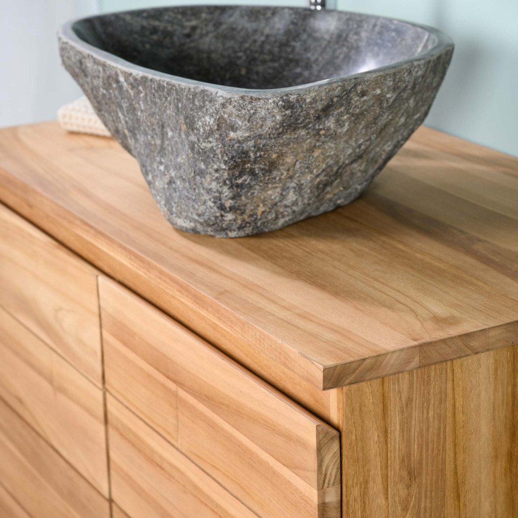Mueble de baño de teca maciza para lavabo Ananta 80 cm - Baño - Wanda collection