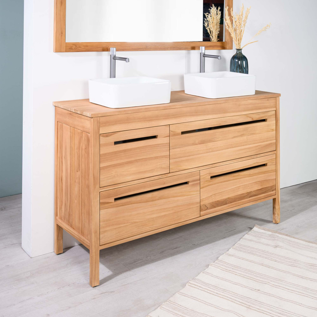 Mueble de baño y encimera de teca maciza Sira 140 cm - Wanda collection
