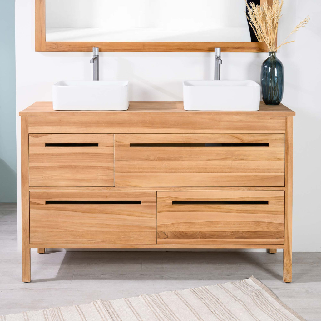Mueble de baño y encimera de teca maciza Sira 140 cm - Wanda collection