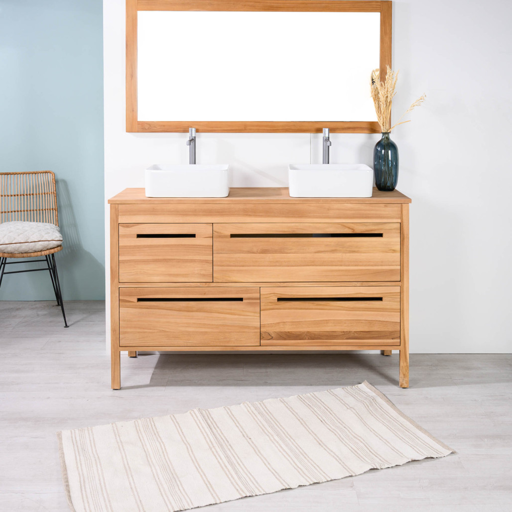 Mueble de baño y encimera de teca maciza Sira 140 cm - Wanda collection
