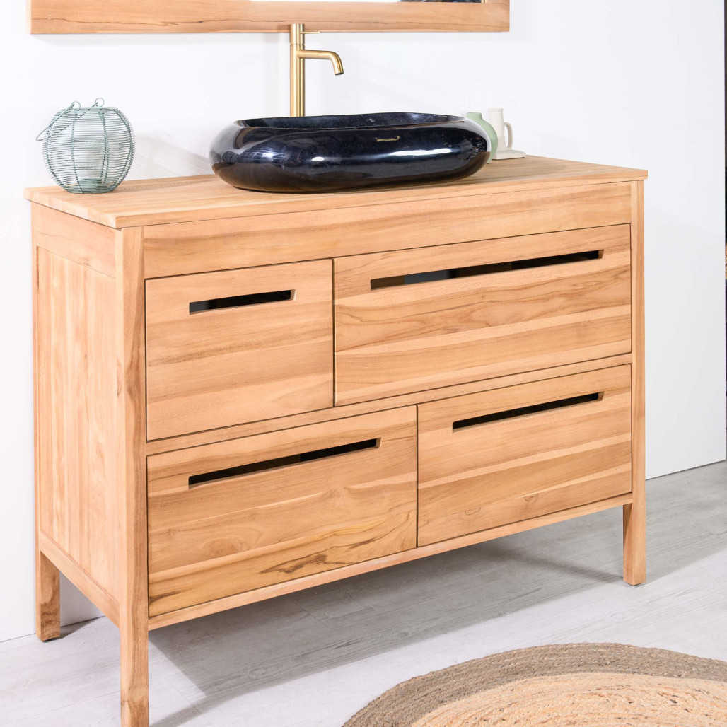 Mueble de baño de teca maciza para lavabo Sira 120 cm - Wanda collection