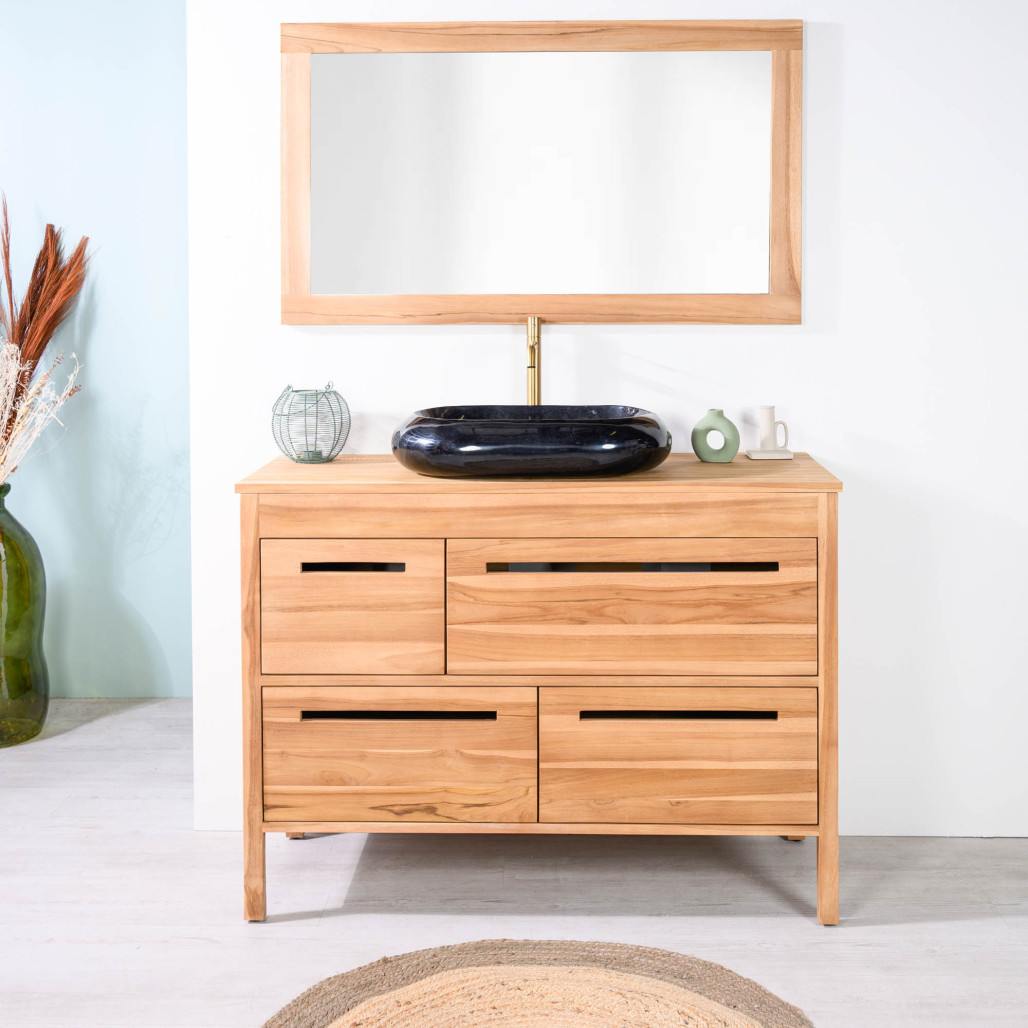 Mueble de baño de teca maciza para lavabo Sira 120 cm - Wanda collection