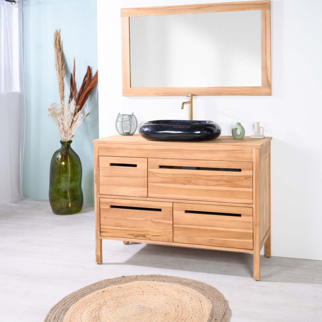 Mueble de baño de teca maciza para lavabo Sira 120 cm - Wanda collection