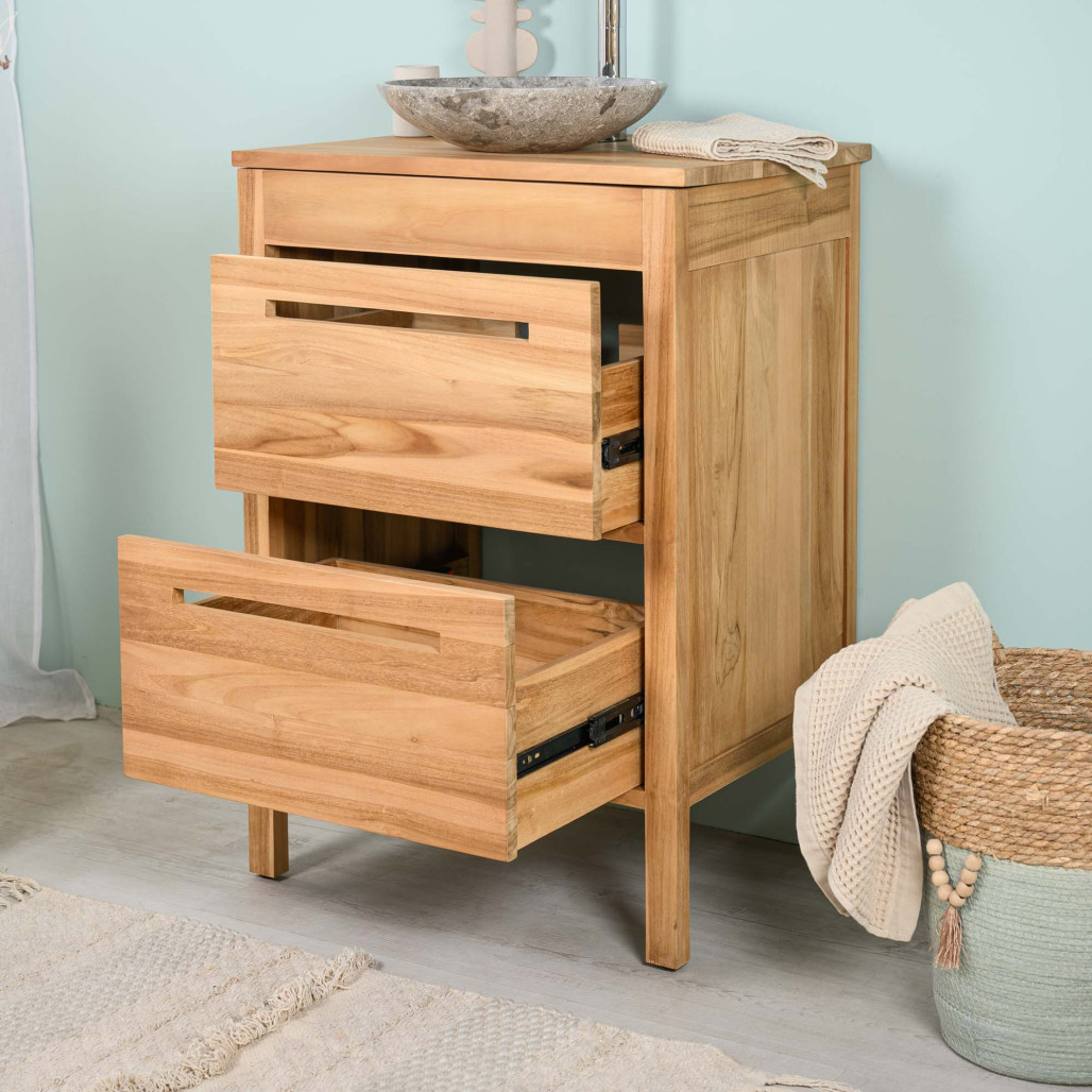 Mueble de baño bajo lavabo en teca maciza Sira 60 cm - Wanda collection
