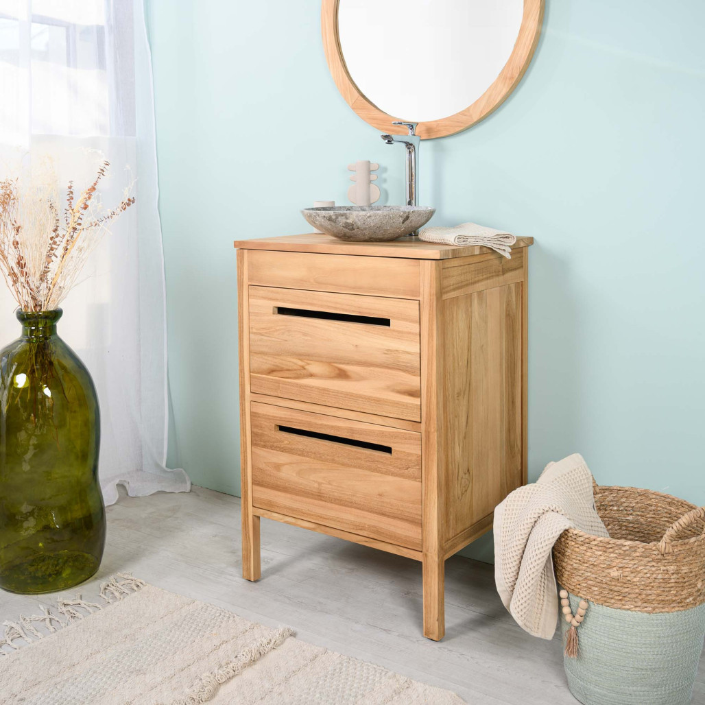Mueble de baño bajo lavabo en teca maciza Sira 60 cm - Wanda collection