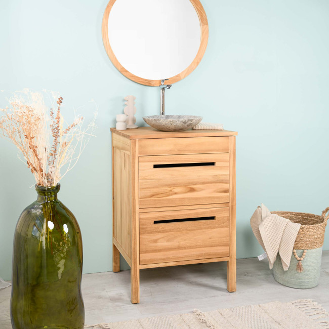 Mueble de baño bajo lavabo en teca maciza Sira 60 cm - Wanda collection