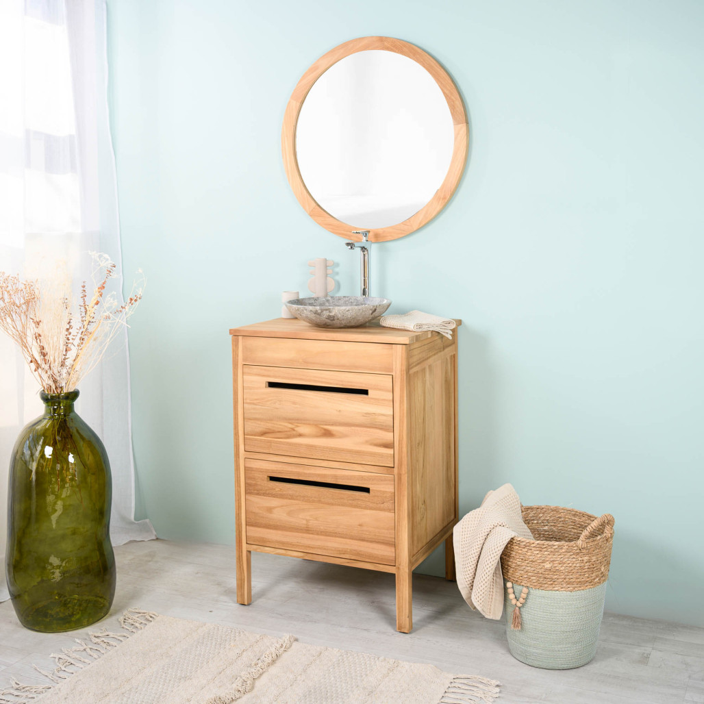 Mueble de baño bajo lavabo en teca maciza Sira 60 cm - Wanda collection