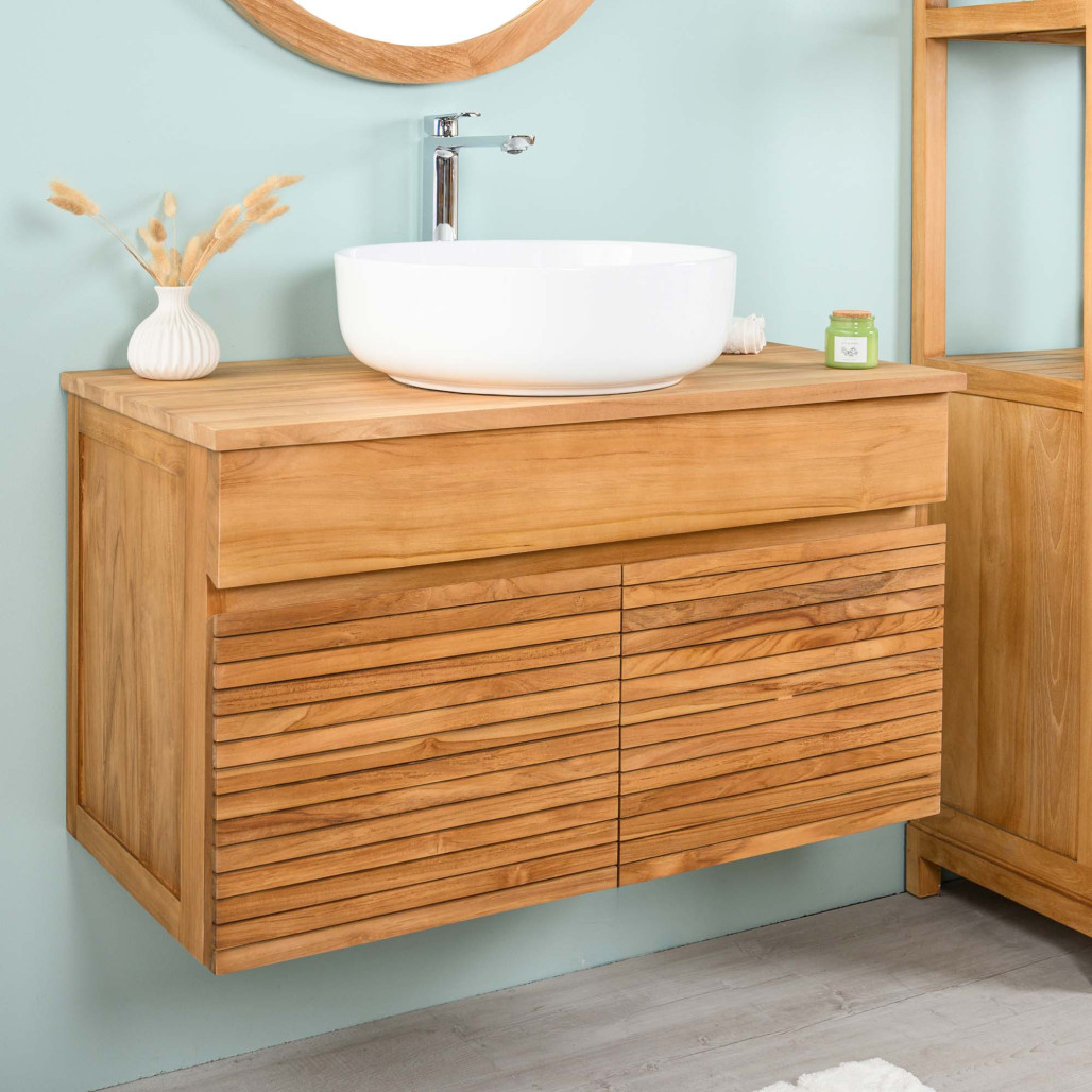 Mueble de baño bajo lavabo en teca maciza Aktual 90cm - Baño - Wanda collection