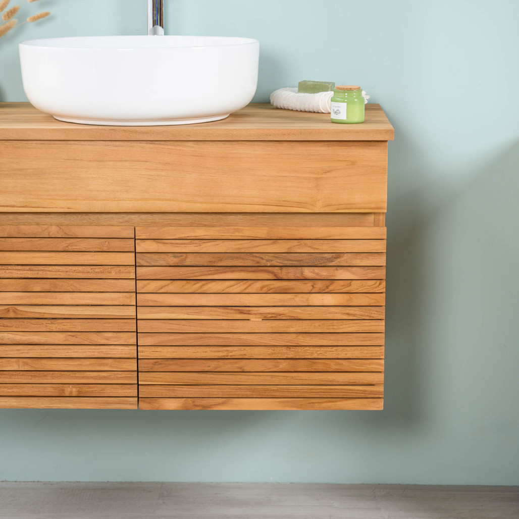 Mueble de baño bajo lavabo en teca maciza Aktual 90cm - Baño - Wanda collection