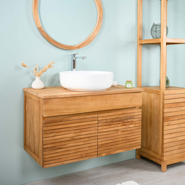 Mueble de baño bajo lavabo en teca maciza Aktual 90cm - Baño - Wanda collection