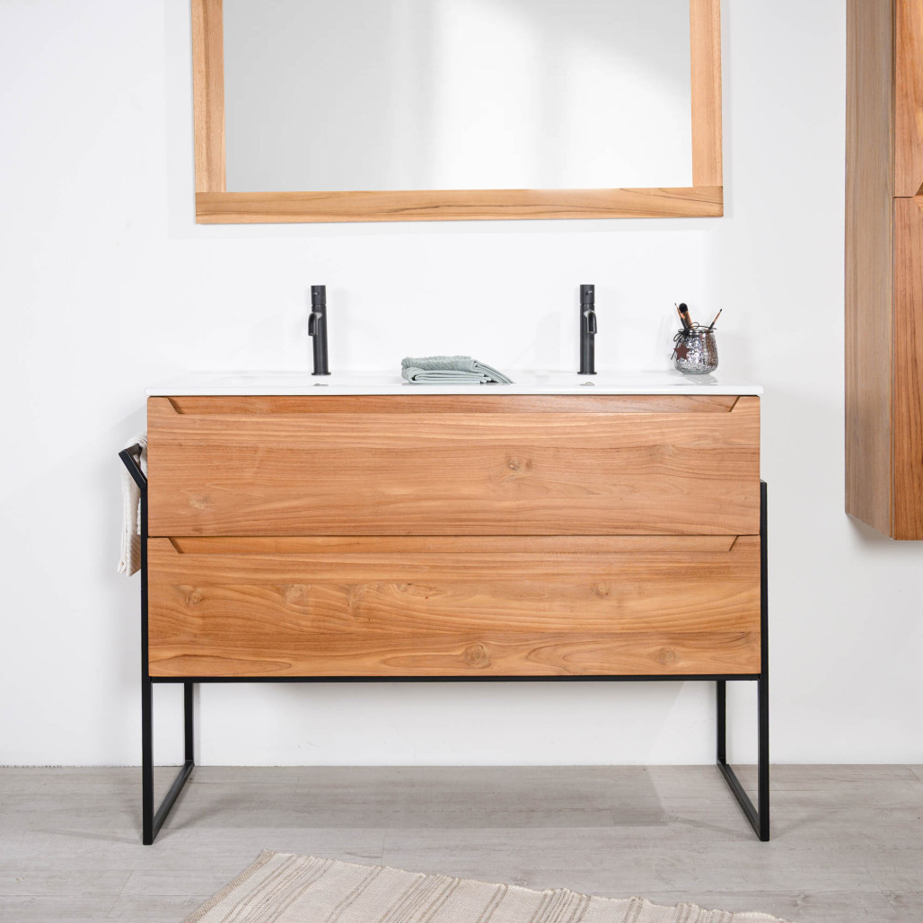 Mueble de baño de teca y cerámica Vila 120 cm - Baño - Wanda collection Mueble de baño de teca y cerámica Vila 120 cm - Baño - Wanda collection