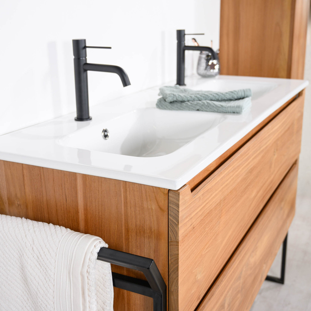 Mueble de baño de teca y cerámica Vila 120 cm - Baño - Wanda collection Mueble de baño de teca y cerámica Vila 120 cm - Baño - Wanda collection