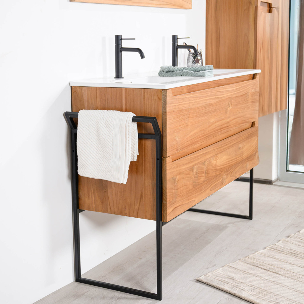 Mueble de baño de teca y cerámica Vila 120 cm - Baño - Wanda collection Mueble de baño de teca y cerámica Vila 120 cm - Baño - Wanda collection