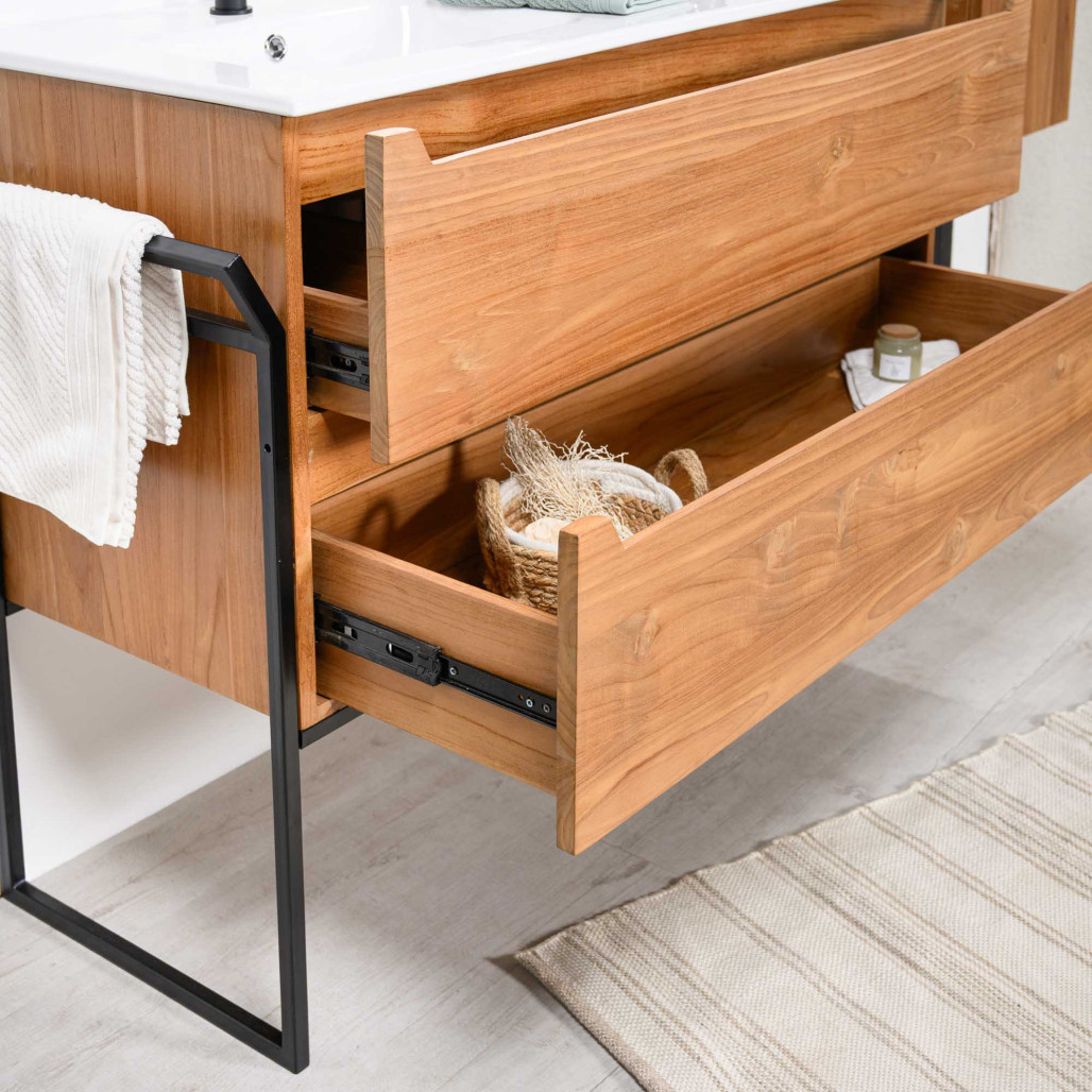 Mueble de baño de teca y cerámica Vila 120 cm - Baño - Wanda collection Mueble de baño de teca y cerámica Vila 120 cm - Baño - Wanda collection