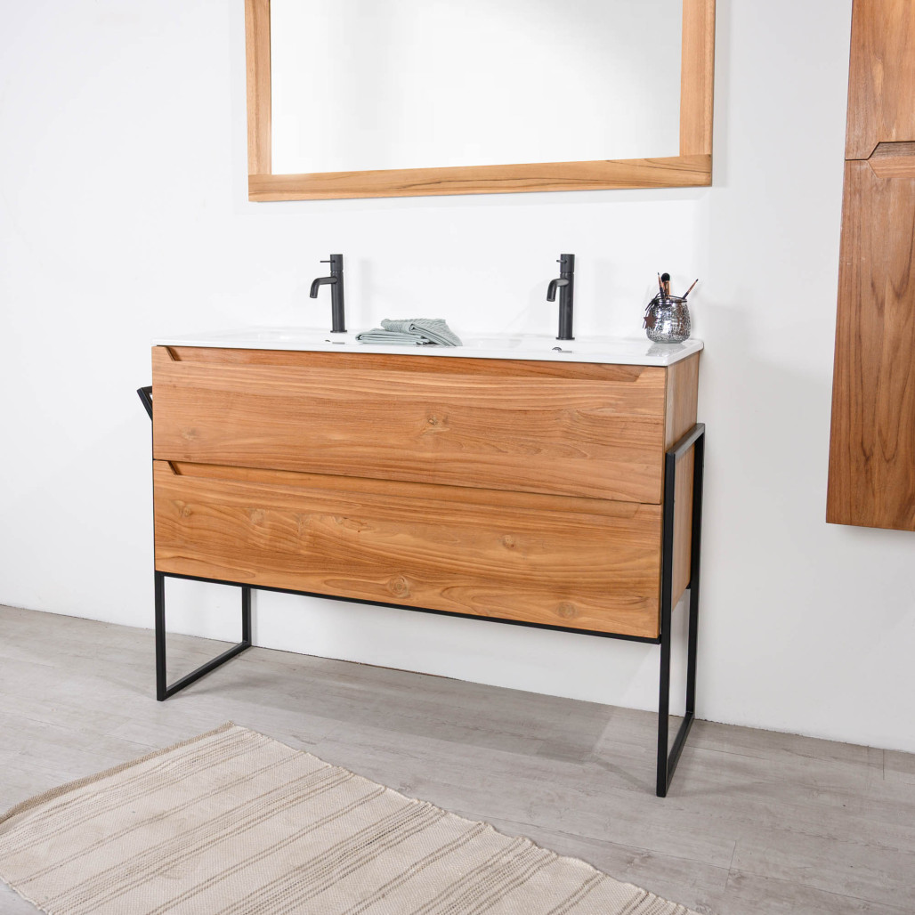 Mueble de baño de teca y cerámica Vila 120 cm - Baño - Wanda collection Mueble de baño de teca y cerámica Vila 120 cm - Baño - Wanda collection