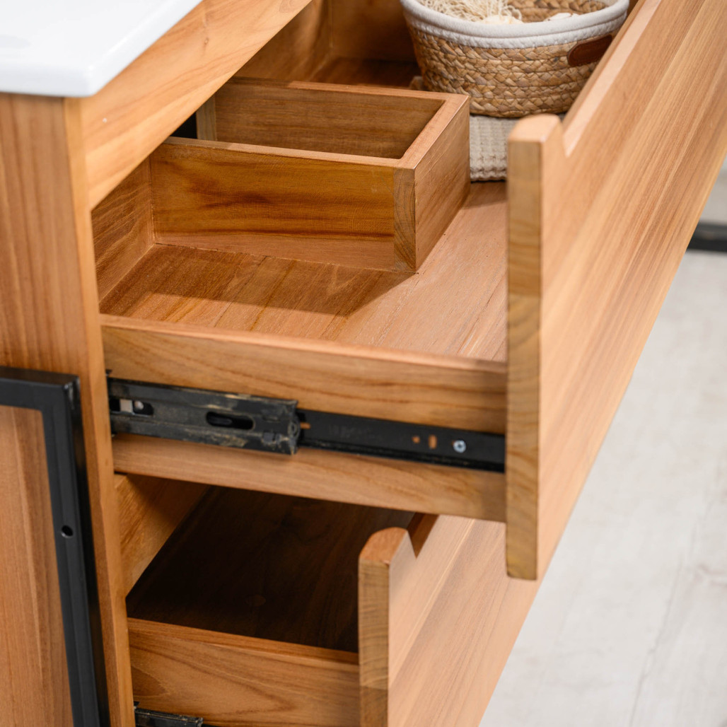 Mueble de baño en teca y cerámica Vila 80 cm - Wanda collection Mueble de baño en teca y cerámica Vila 80 cm - Wanda collection