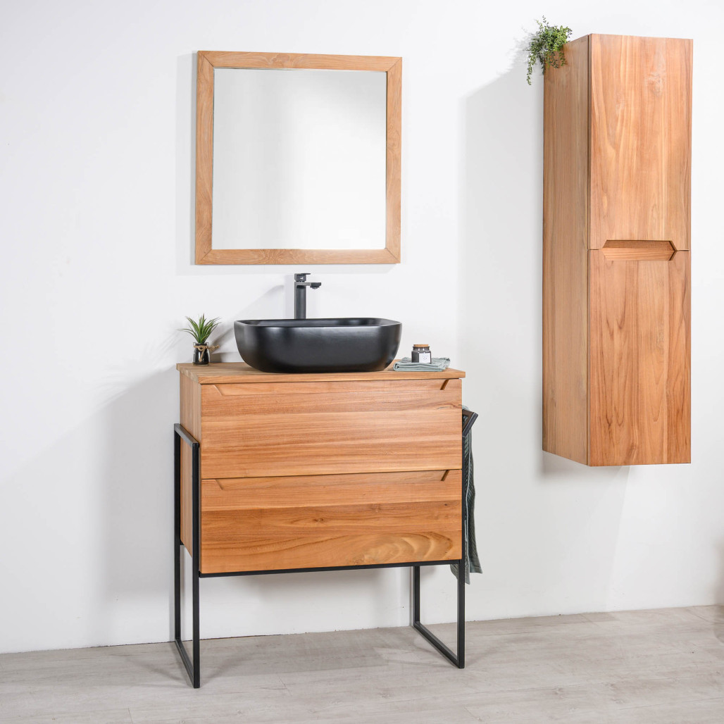 Mueble bajo lavabo de teca maciza Vila 80 cm - Cuarto de baño - Wanda collection Mueble bajo lavabo de teca maciza Vila 80 cm - Cuarto de baño - Wanda collection