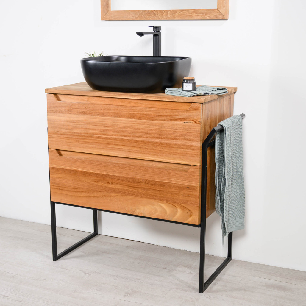 Mueble bajo lavabo de teca maciza Vila 80 cm - Cuarto de baño - Wanda collection Mueble bajo lavabo de teca maciza Vila 80 cm - Cuarto de baño - Wanda collection