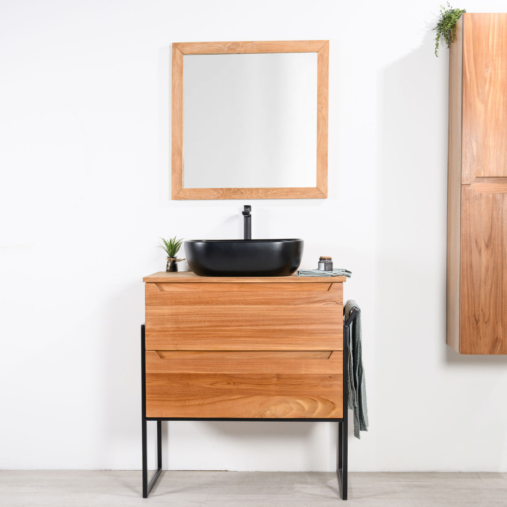Mueble bajo lavabo de teca maciza Vila 80 cm - Cuarto de baño - Wanda collection Mueble bajo lavabo de teca maciza Vila 80 cm - Cuarto de baño - Wanda collection
