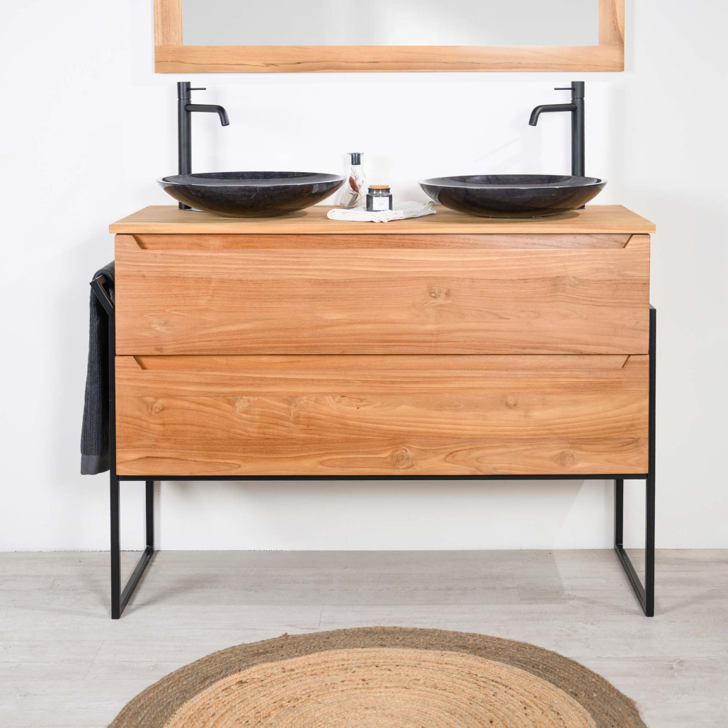 Mueble bajo lavabo de teca maciza Vila 120 cm - Cuarto de baño - Wanda collection Mueble bajo lavabo de teca maciza Vila 120 cm - Cuarto de baño - Wanda collection