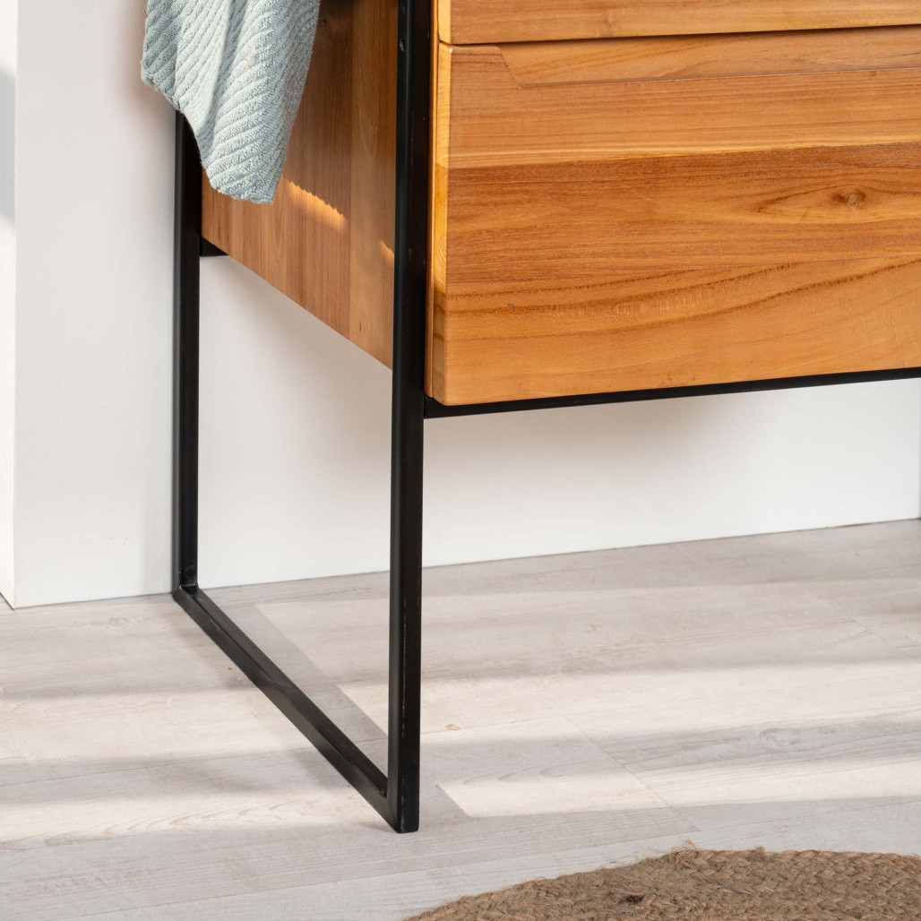 Mueble de baño en teca y terrazo crema Vila 80cm - Wanda collection