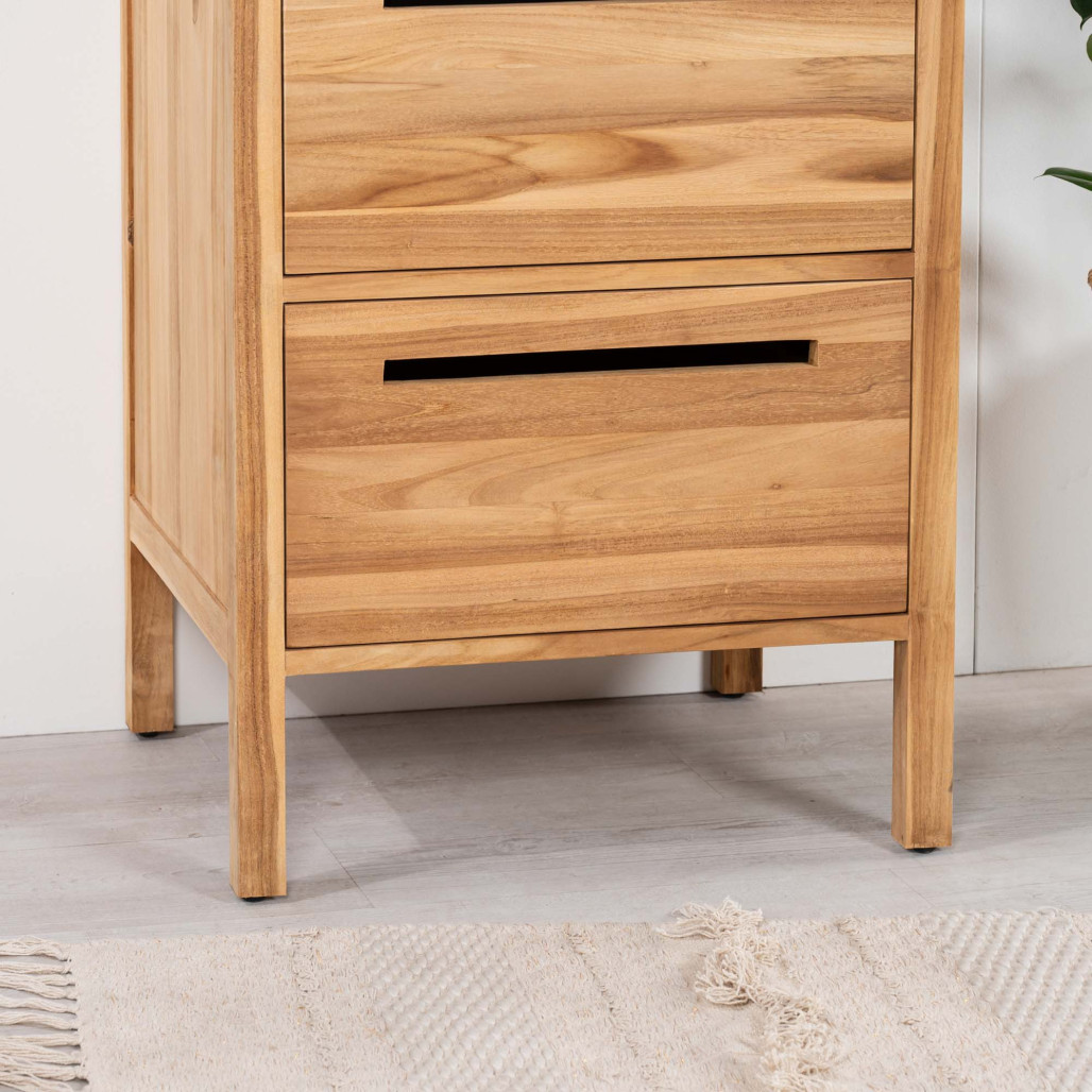 Mueble de baño en teca y terrazo negro Sira 60cm - Baño - Wanda collection