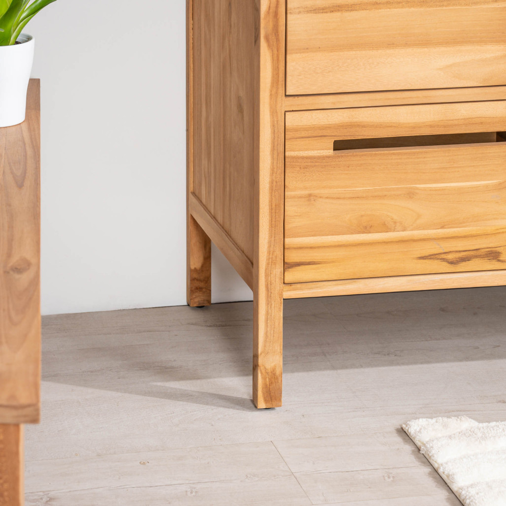 Mueble de baño en teca y terrazo crema Sira 120cm - Wanda collection