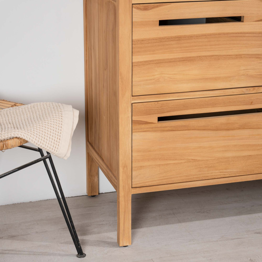 Mueble de baño en teca y terrazo negro Sira 140cm - Wanda collection Mueble de baño en teca y terrazo negro Sira 140cm - Wanda collection