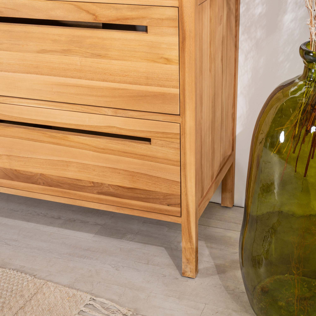 Mueble de baño en teca y terrazo crema Sira 140cm - Wanda collection Mueble de baño en teca y terrazo crema Sira 140cm - Wanda collection