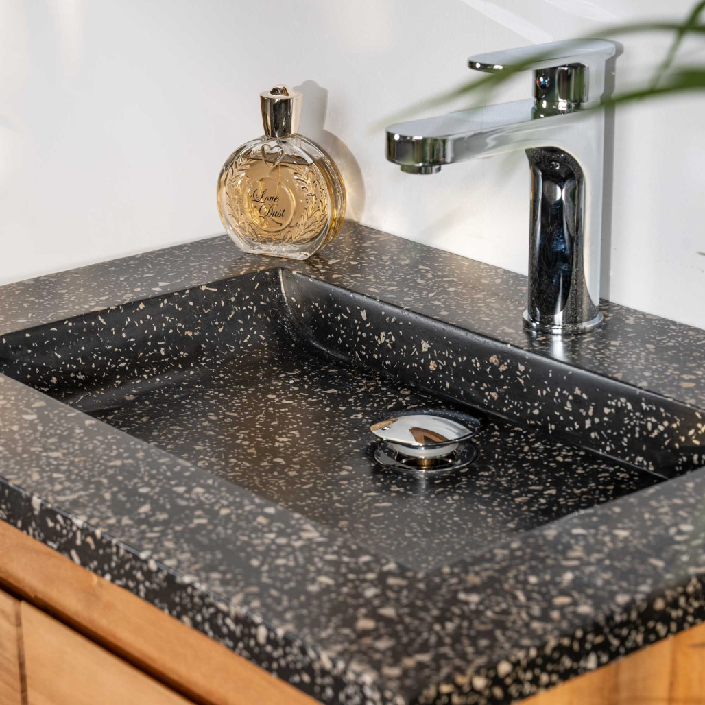 Mueble de baño en teca y terrazo crema Ananta 60cm - Baño - Wanda collection