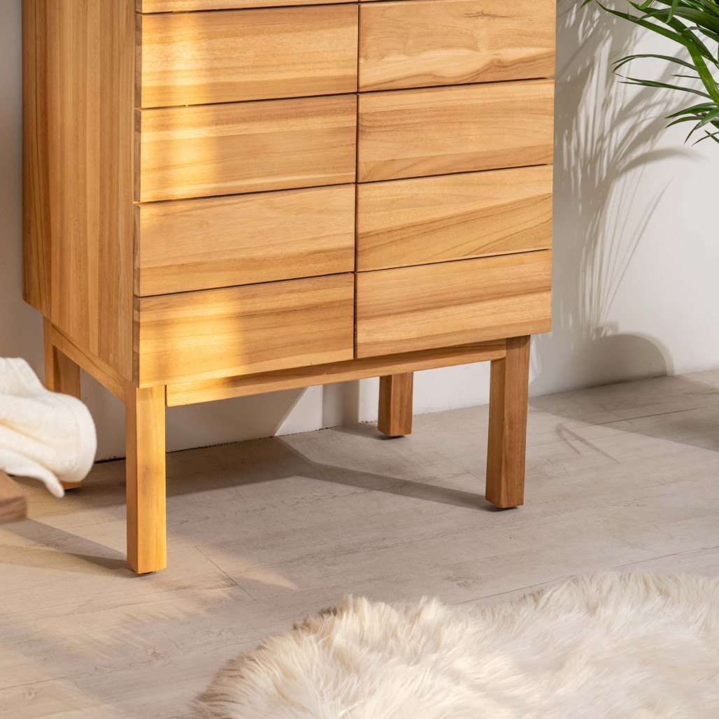 Mueble de baño en teca y terrazo crema Ananta 60cm - Baño - Wanda collection