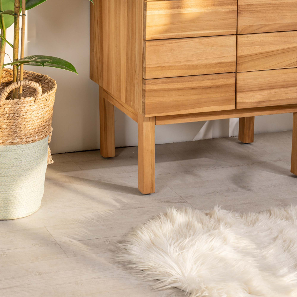 Mueble de baño en teca y terrazo crema Ananta 60cm - Baño - Wanda collection