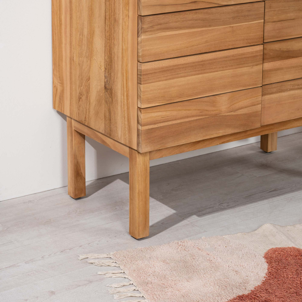 Mueble de baño en teca y terrazo crema Ananta 80cm - Baño - Wanda collection