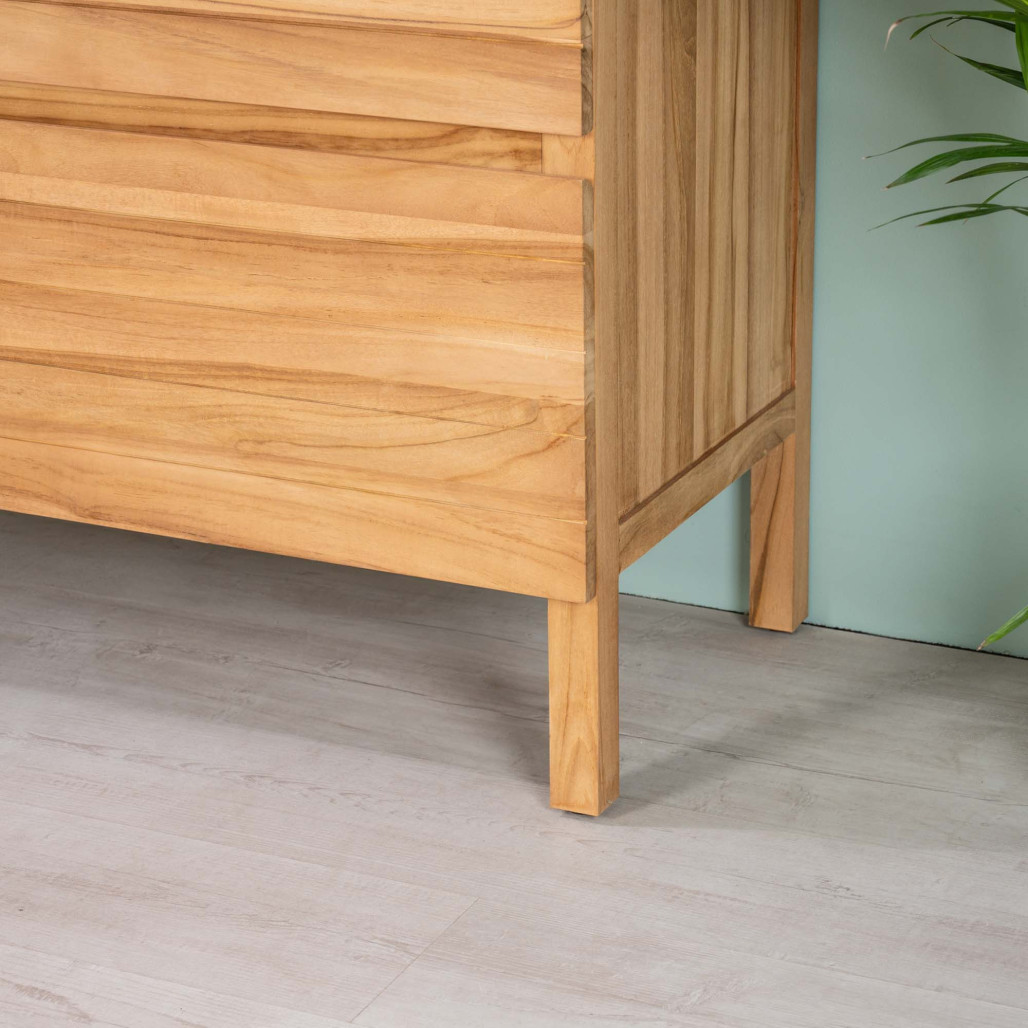 Mueble de baño en teca y terrazo negro Toni 120cm - Salle de bain - Wanda collection