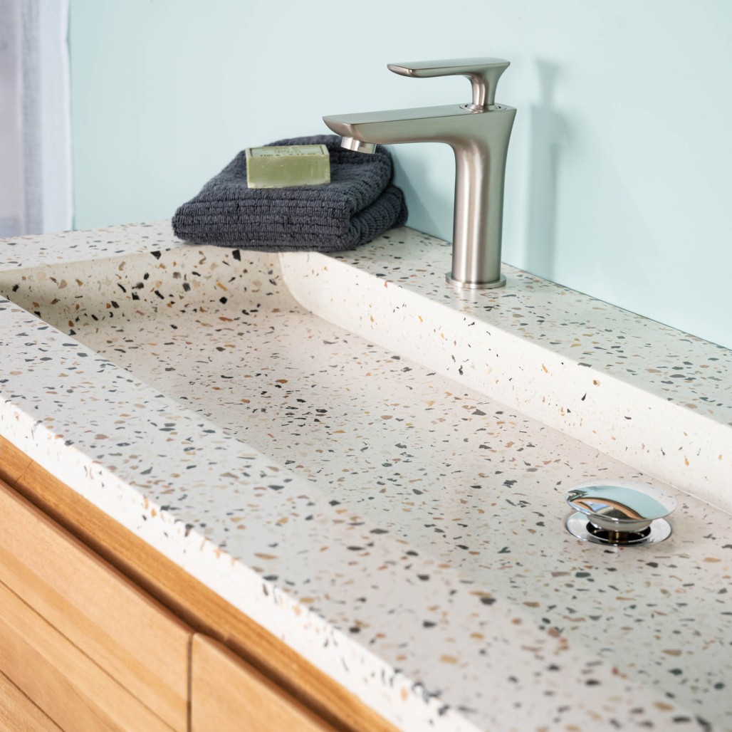 Mueble de baño en teca y terrazo crema Toni 120cm - Salle de bain - Wanda collection