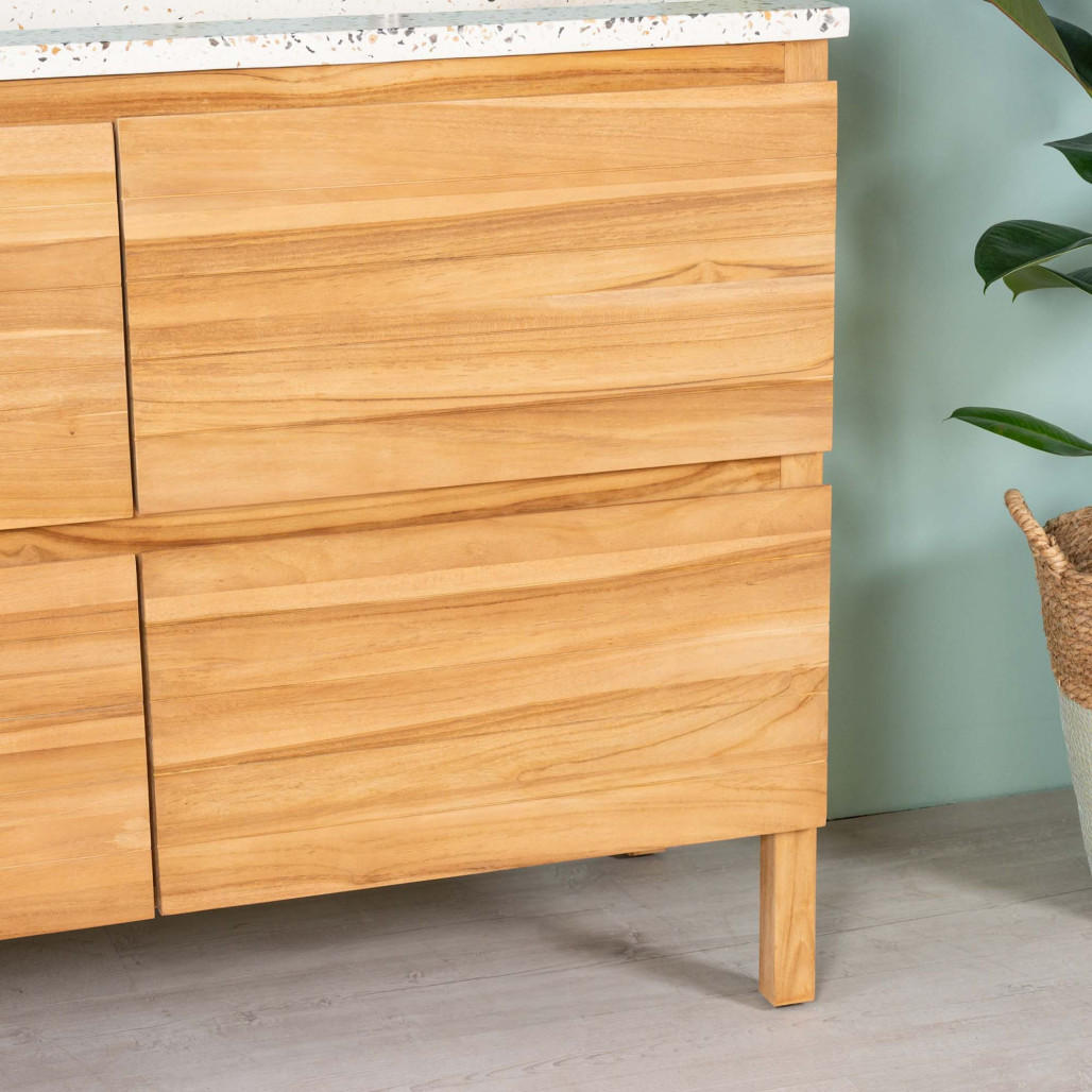 Mueble de baño en teca y terrazo crema Toni 120cm - Salle de bain - Wanda collection