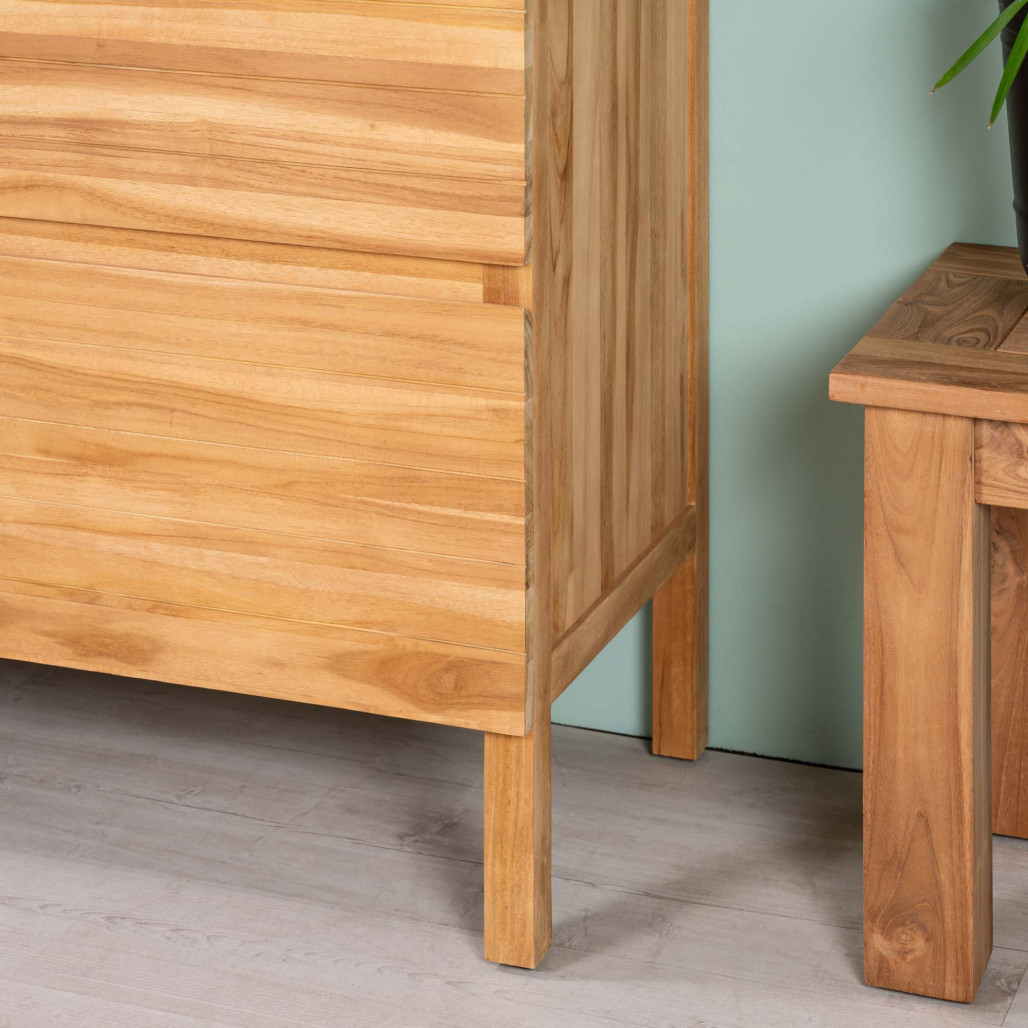 Mueble de baño en teca y terrazo crema Toni 140cm - Wanda collection