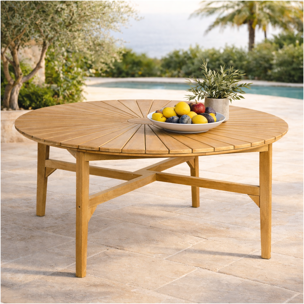 Mesa redonda de teca de jardín 150 cm - Wanda collection