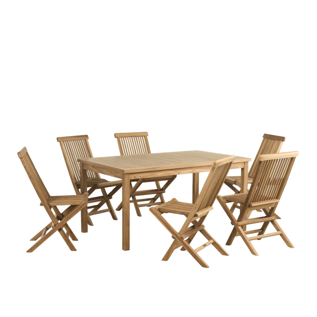 Conjunto de mesa de jardín de teca Frida 150 cm y 6 sillas Audrey - Wanda Collection Conjunto de mesa de jardín de teca Frida 150 cm y 6 sillas Audrey - Wanda Collection