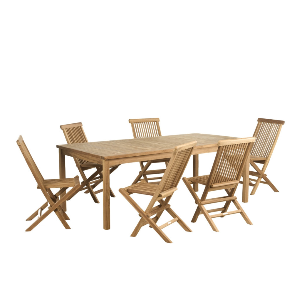 Conjunto de mesa de jardín de teca Frida 200 y 6 sillas Audrey - Wanda Collection