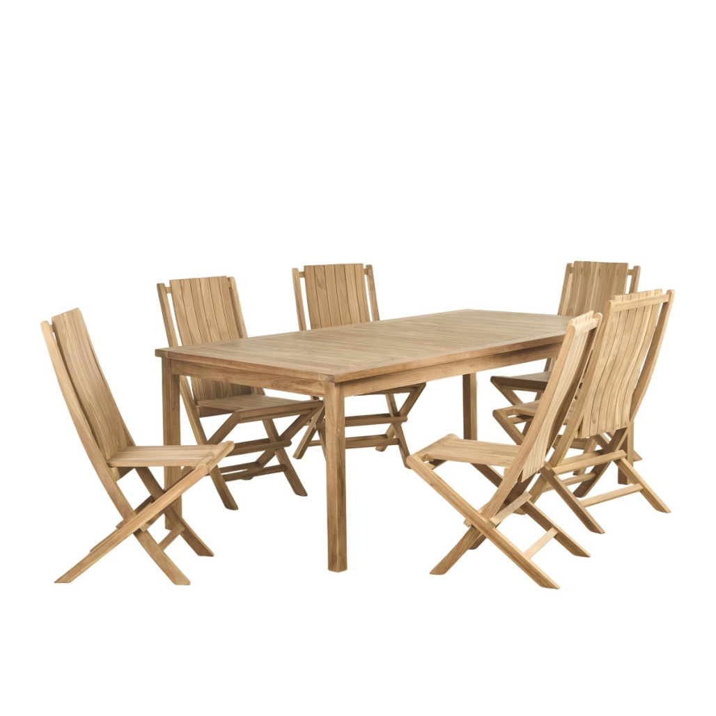 Conjunto de mesa de jardín de teca Frida 200 y 6 sillas Helza - Wanda Collection
